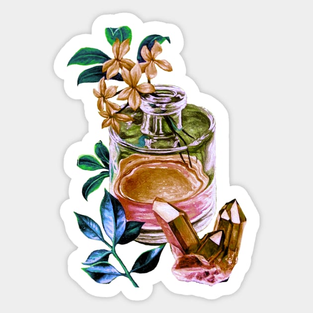 Vintage style potion bottle and quartz Sticker by LukjanovArt